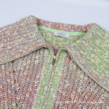 20ALW199 Gradient fancy yarn large lapel womens knit sweater